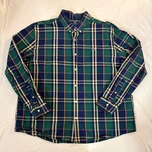 Vineyard Vines Plaid Slim Fit Button Up Whale Shirt Men's 2XL XXL Green Blue